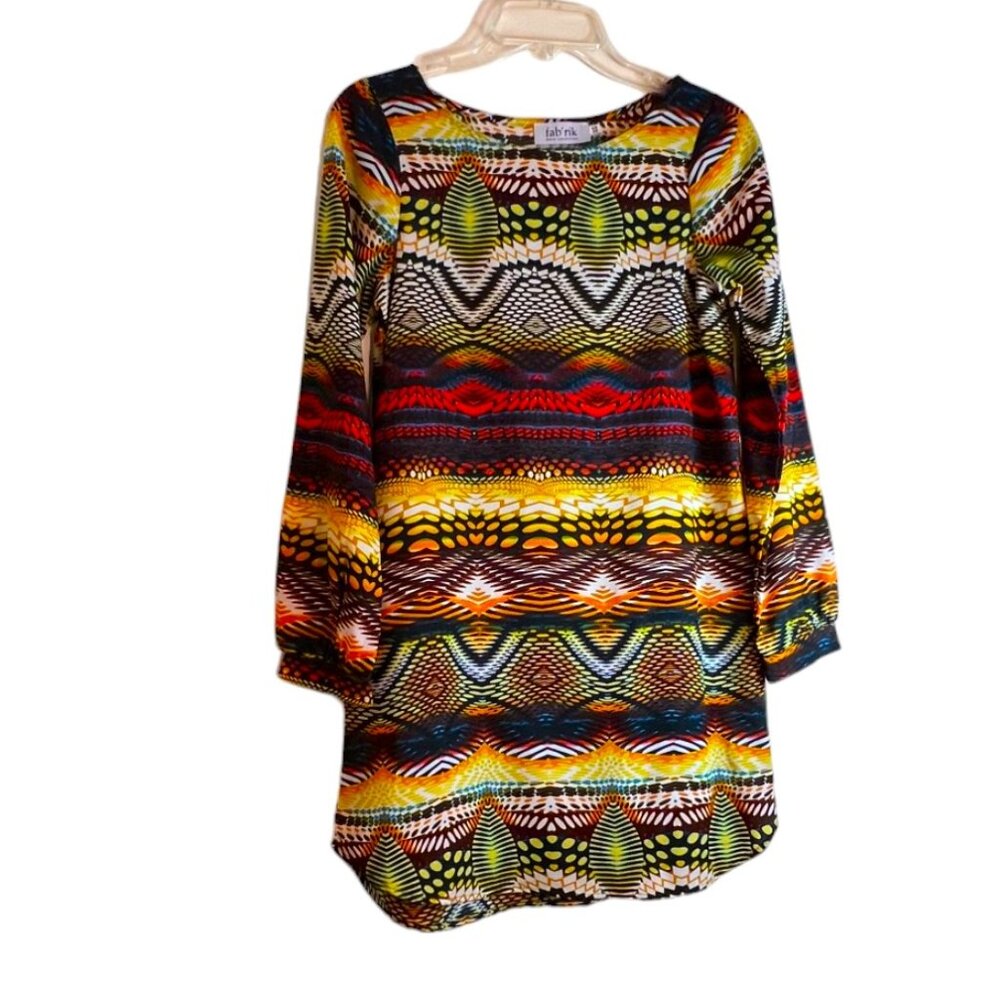 Fab Rik White Collection Colorful Patterned Tunic, Size XS - Picture 7 of 7